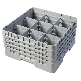 CAMBRO - 9S800-163 - Cesta de lavado 9 comp. 4 alturas - 14,8 cm Ø máx. - alt. máx. 21,7 cm - 50 x 50 x 26,7 cm - Rojo