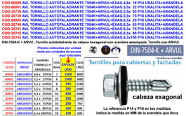 AVL Tornillo Autotaladrante 7504K+ARVUL=EXAG.4,8x 19 Uralit