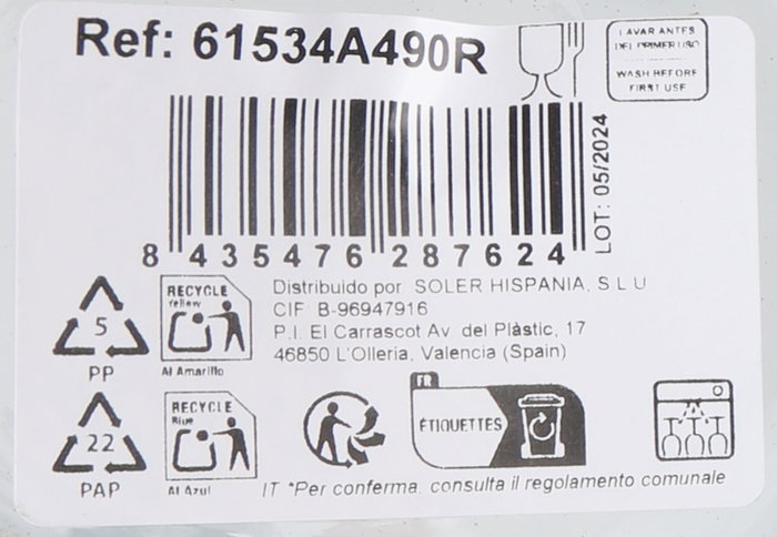 Inde Jarra Vidrio 1000 cc Toscana (4 Unidades)