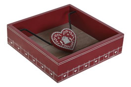 DKD Home Decor Servilletero Shabby Alpino Rojo en MDF y Metal