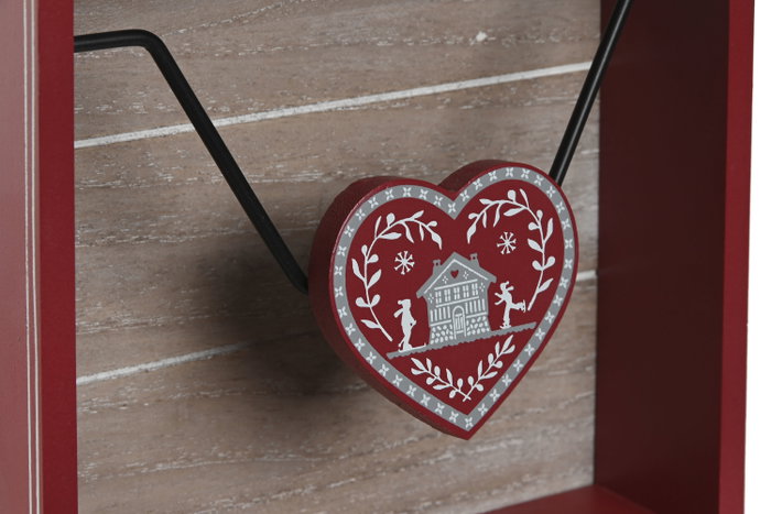 DKD Home Decor Servilletero Shabby Alpino Rojo en MDF y Metal
