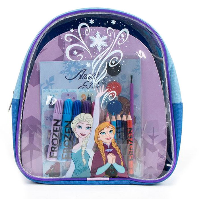 Cerdá Mochila y Set de Papelería Frozen Disney Coloreable Azul