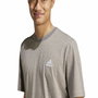 Camiseta de Manga Corta Hombre Adidas Seasonal Essentials Marrón Gris claro