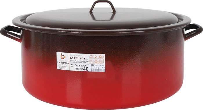 La Estrella Cacerola Esmaltada con Tapa 40 cm - 19.7 L Fuego (2 Unidades)