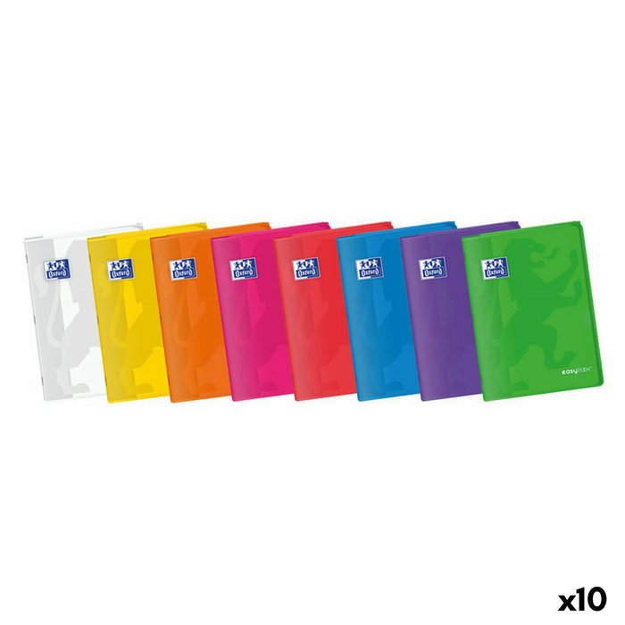 Oxford Libreta Easybook A4 Grapada 4x4mm con Tapa de Plástico Surtido Vivo (Set de 10)