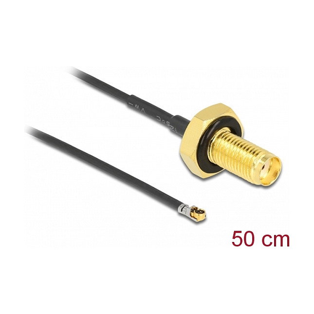 DeLOCK Cable de antena coaxial SMA hembra a MHF 4L LK 1.37, 50 cm