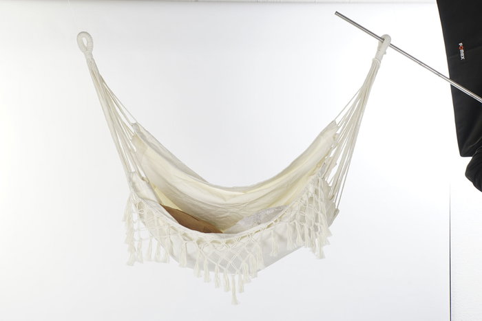 DKD Home Decor Silla Colgante para Terraza y Jardín Crudo 60 x 128 x 100 cm (2 Unidades) Algodón y Poliéster con Flecos