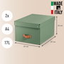 Leitz 61490050 Pack 2 Cajas de Almacenamiento de Cartón Medianas, Formato A4, Volumen 17 L, Color Verde