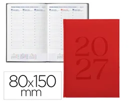 Liderpapel Agenda de oficina 2027 encuadernada creta semana vista bilingüe rojo