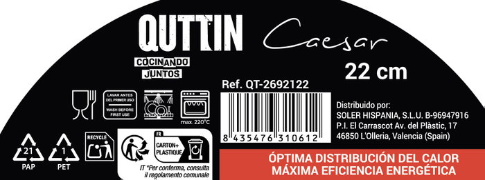 Quttin Sartén de Acero Caesar de 23.5 cm compatible con inducción Quttin Sartén de Acero Caesar de 23.5 cm compatible con inducción
