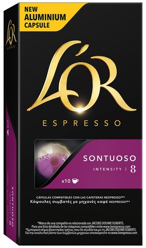 L'OR Café Sontuoso Espresso Fuerza 8 Caja de 10 Cápsulas L'OR Café Sontuoso Espresso Fuerza 8 Caja de 10 Cápsulas