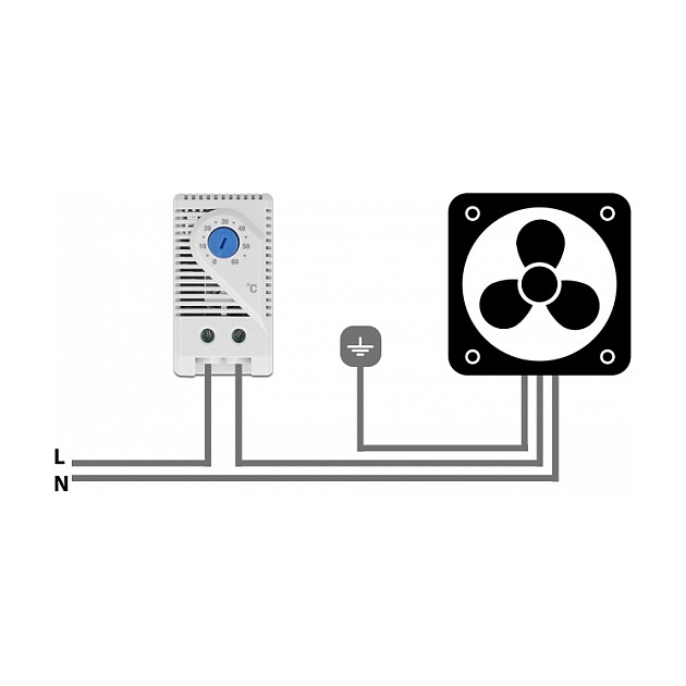 DeLOCK Termostato con Contacto Normalmente Abierto para Carril DIN, 0-60 °C, 250 V/10 A, Azul/Gris