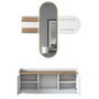 Hanah Home EE101 - 1983 Recibidor Blanco y Nogal con Almacenamiento y Espejo. Mueble de Entrada. Ancho 120cm, Alto 45cm, Profundidad 40cm. Elegante y Funcional.