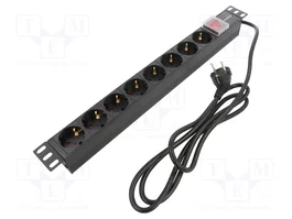 Qoltec Regleta de alimentación PDU para RACK 1U 8xSCHUKO 16A 2m