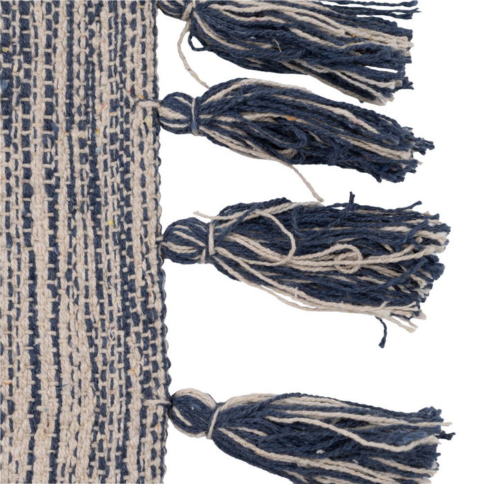 Alfombra Azul-Blanco Poliester-Algodón 160 X 230 cm Alfombra Azul-Blanco Poliester-Algodón 160 X 230 cm