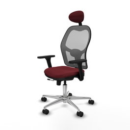 PIQUERAS Y CRESPO Silla de oficina Jorquera con mecanismo Sincro/Traslack, Granate y Gris