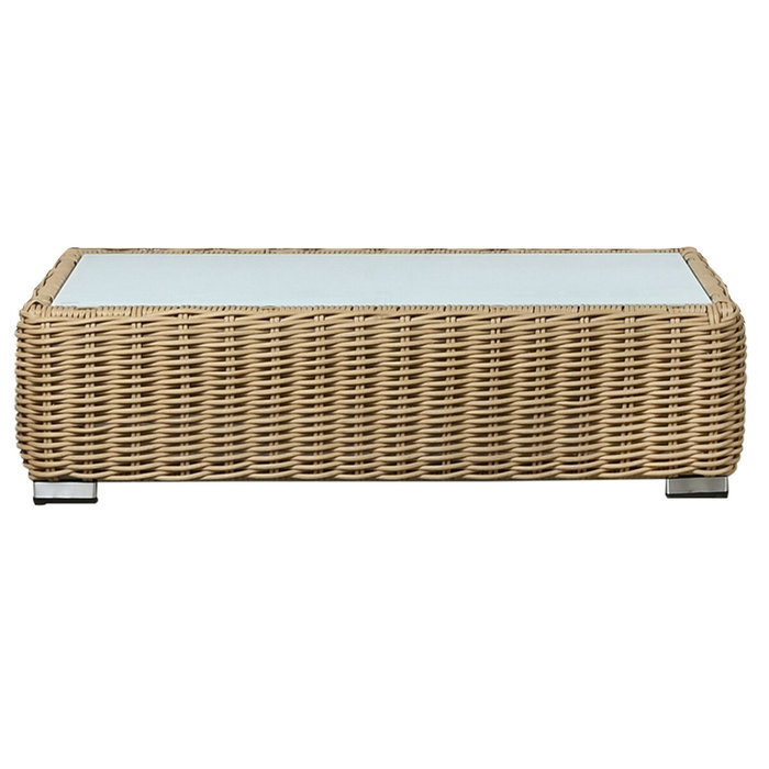 DKD Home Decor Mesa de Centro de Ratán Sintético y Cristal Templado 110x60x35 cm