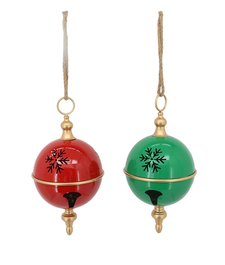 DKD Home Decor Decoración Colgante Navidad Tradicional Rojo Verde Metal (2 Unidades)