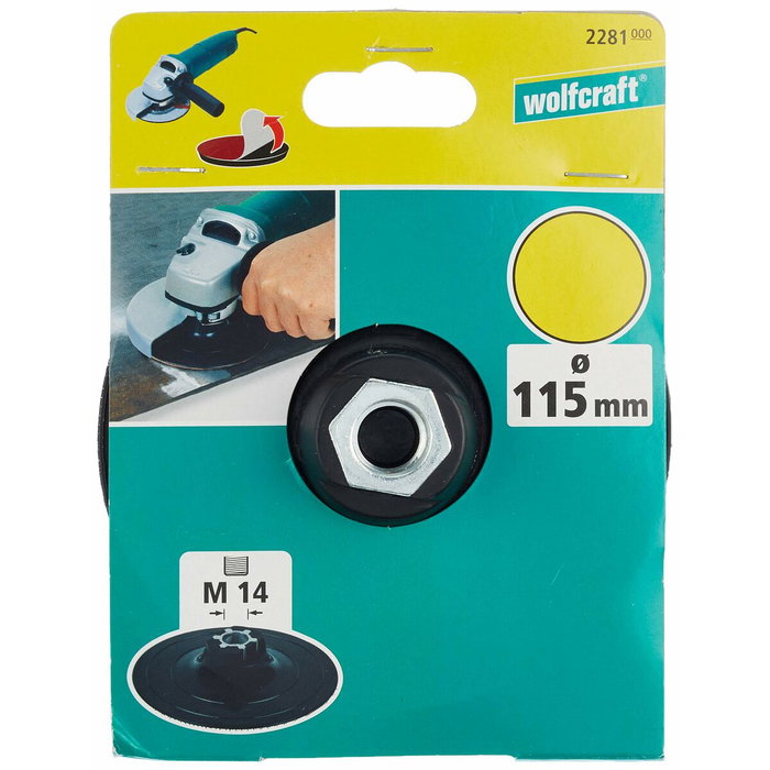 Wolfcraft Plato para lijar de adherencia con rosca M14 Ø115 mm