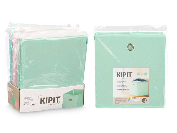 Kipit Caja Plegable Organizador Surtidos Rosa Turquesa Verde 28.5 x 31.5 x 30 cm (Set de 24)