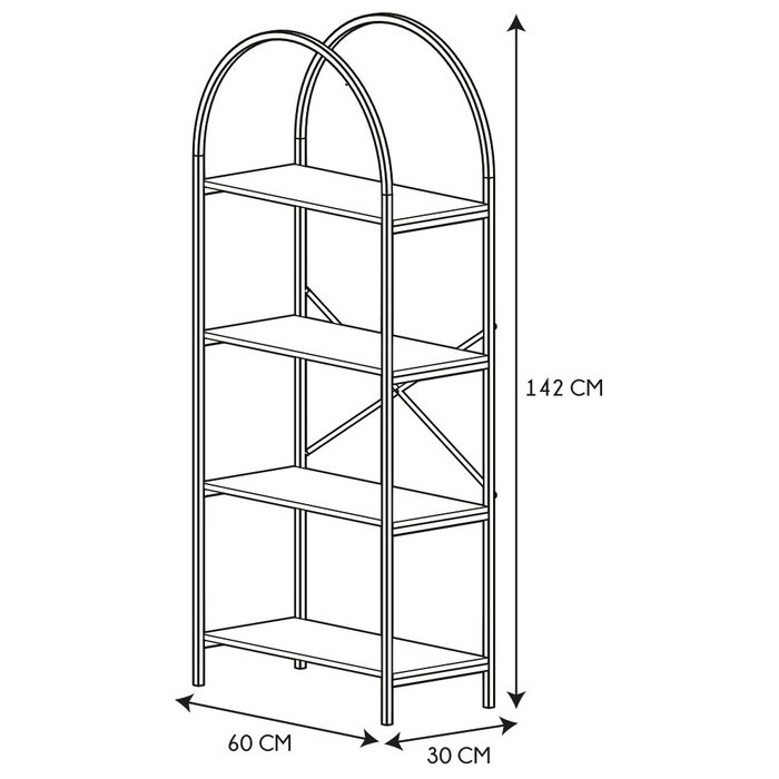Home Deco Factory Estantería Terra Nova 4 Baldas MDF y Hierro 60x32x142 cm