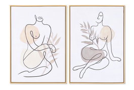 DKD Home Decor Cuadro Lienzo Mujer Abstracto Surtido de 2 Unidades