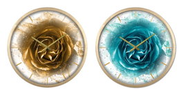DKD Home Decor Reloj de Pared de Cristal y Hierro Rosa y Dorado (Pack de 2)