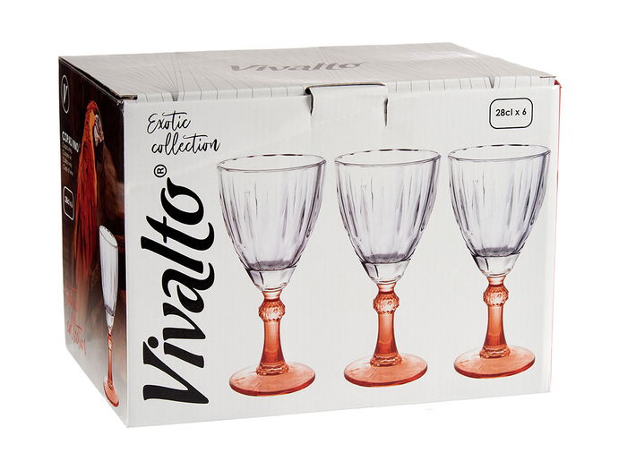 Vivalto Copa Vino Color Salmon 275 ml (9 x 18.5 x 9 cm) (Set de 36)