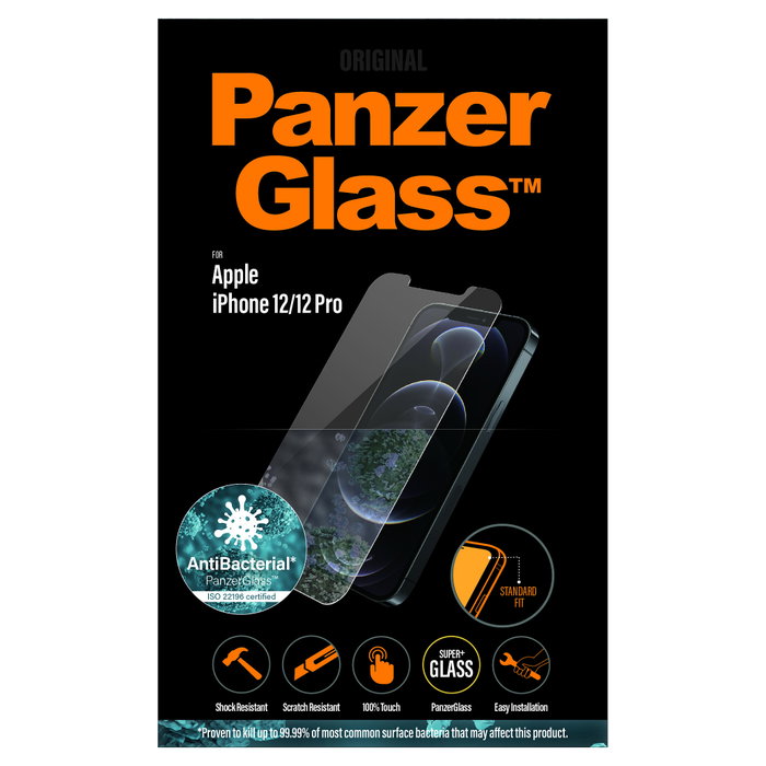 PanzerGlass Protector de Pantalla Antibacterial para iPhone 12 / 12 Pro Standard Fit Transparente PanzerGlass Protector de Pantalla Antibacterial para iPhone 12 / 12 Pro Standard Fit Transparente