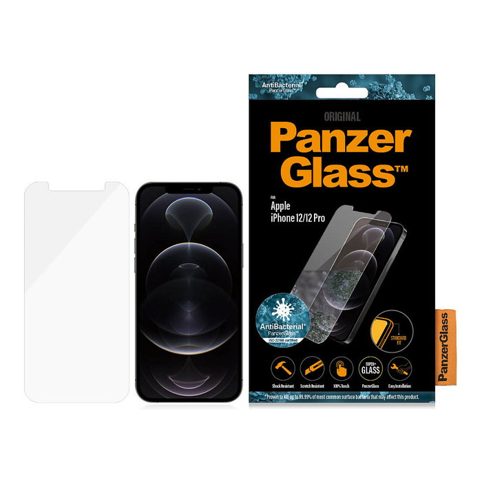 PanzerGlass Protector de Pantalla Antibacterial para iPhone 12 / 12 Pro Standard Fit Transparente PanzerGlass Protector de Pantalla Antibacterial para iPhone 12 / 12 Pro Standard Fit Transparente