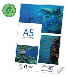 Expositor Sobremesa A.2000 En Forma De L A5 Vertical Flexible Cristal Pack De 10