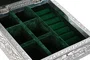 DKD Home Decor Joyero Indio Pavo Real Plateado Verde Madera y Aluminio 18 x 18 x 6 cm
