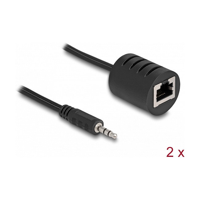 DeLOCK Extensor de audio estéreo RJ45 hembra a 3,5 mm macho, Cat.5 hasta 50 m, 2 piezas
