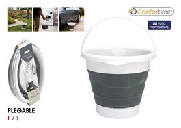 Inde Cubo Plegable 7 Litros, Cubo de Plástico con Asas, 27 x 27 x 23.5 cm, Capacidad 7L, Color Gris (12 Unidades)