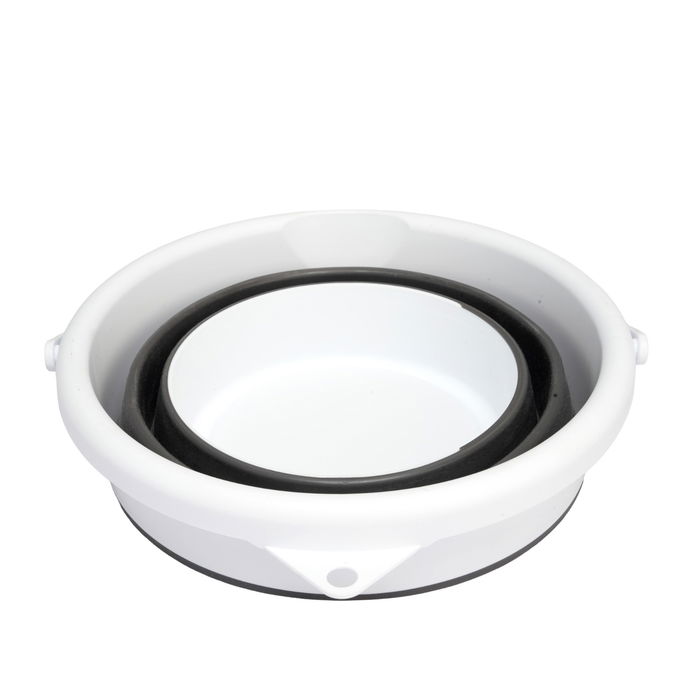 Inde Cubo Plegable 7 Litros, Cubo de Plástico con Asas, 27 x 27 x 23.5 cm, Capacidad 7L, Color Gris (12 Unidades)