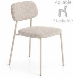 DKD Home Decor Silla Apilable Beige/Crudo de Poliéster y Hierro