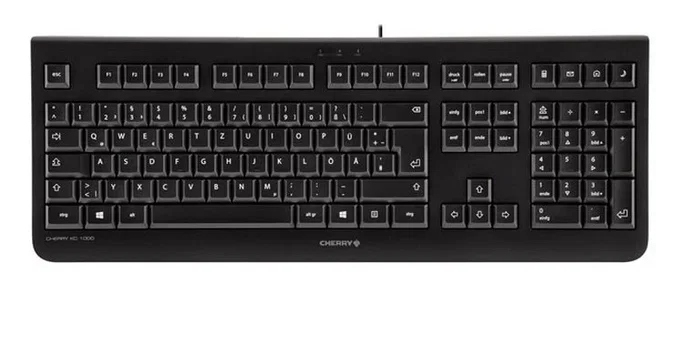 CHERRY KC 1000 - Teclado de Oficina USB con Cable, Diseño QWERTY Español, 109 Teclas, Negro, Plug & Play, Durabilidad 10M Pulsaciones