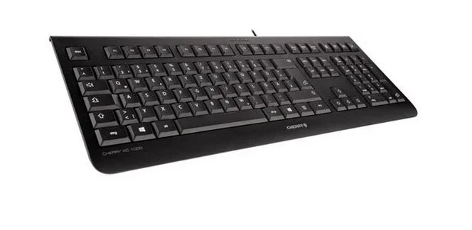 CHERRY KC 1000 - Teclado de Oficina USB con Cable, Diseño QWERTY Español, 109 Teclas, Negro, Plug & Play, Durabilidad 10M Pulsaciones