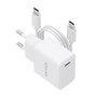 Aisens Cargador GaN USB-C 20 W con Cable USB-C de 1 m, Blanco