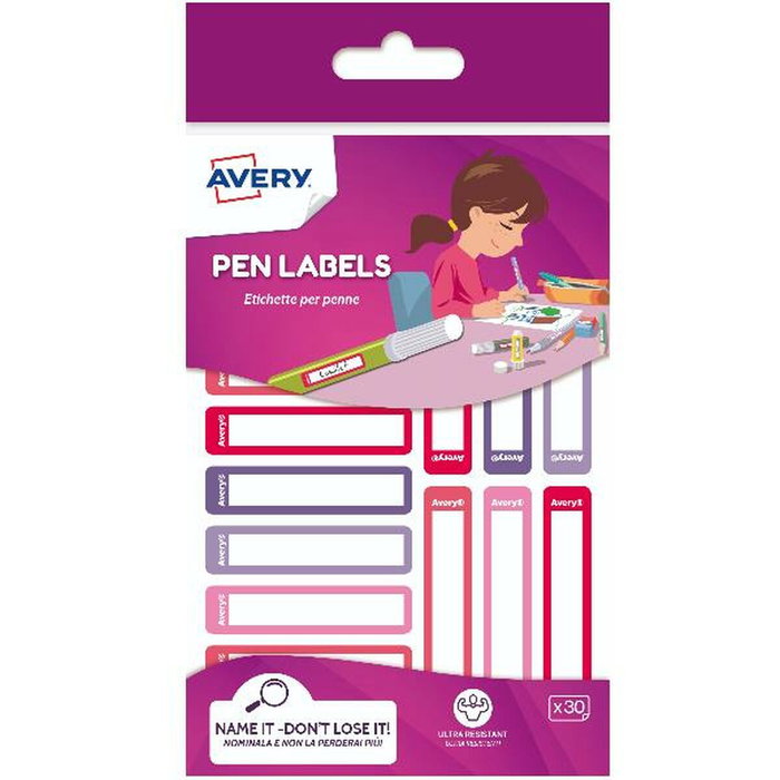 Avery Etiquetas para bolígrafos y lápices rosa y violeta 50x10 mm