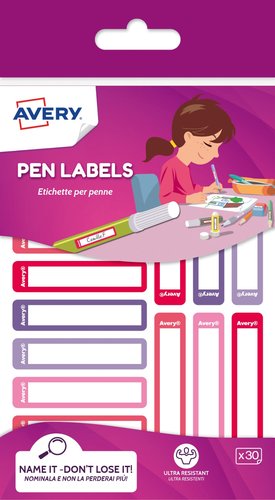 Avery Etiquetas para bolígrafos y lápices rosa y violeta 50x10 mm