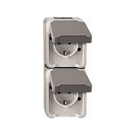 MERTEN MEG2329-8029 Toma de corriente doble Schuko gris claro vertical