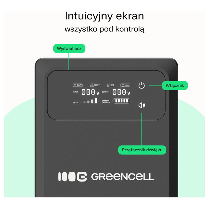 Green Cell UPSLPPC500 UPS de 800VA 500W con pantalla LCD