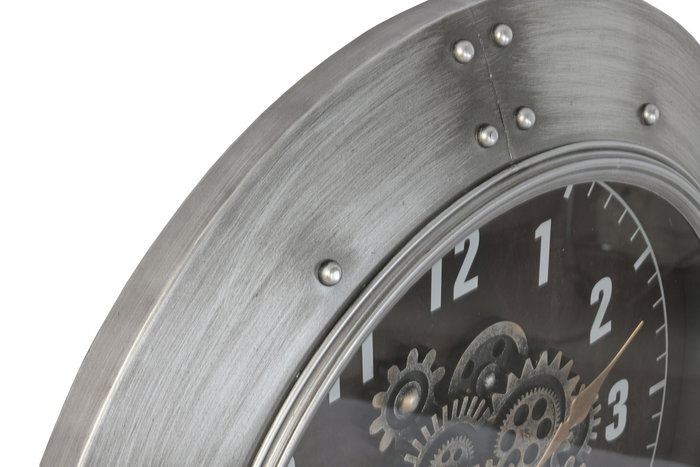 DKD Home Decor Reloj de Pared de Hierro y Cristal Plateado y Negro