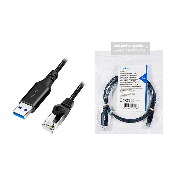 LogiLink Cable Ethernet USB 3.0 de 10 m, 1 Gbps, Negro/Gris LogiLink Cable Ethernet USB 3.0 de 10 m, 1 Gbps, Negro/Gris