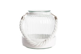 DKD Home Decor Portavelas Blanco Transparente 18 x 21 x 18 cm (6 Unidades)