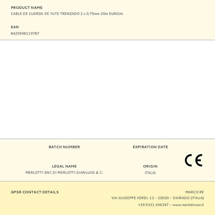 Edm Cable de Yute Trenzado 2 x 0,75mm 20m Marrón Edm Cable de Yute Trenzado 2 x 0,75mm 20m Marrón