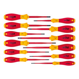 Wiha 3201K12 Juego de 12 Destornilladores SoftFinish electric slimFix con Puntas Phillips, Pozidriv, Ranura, Torx