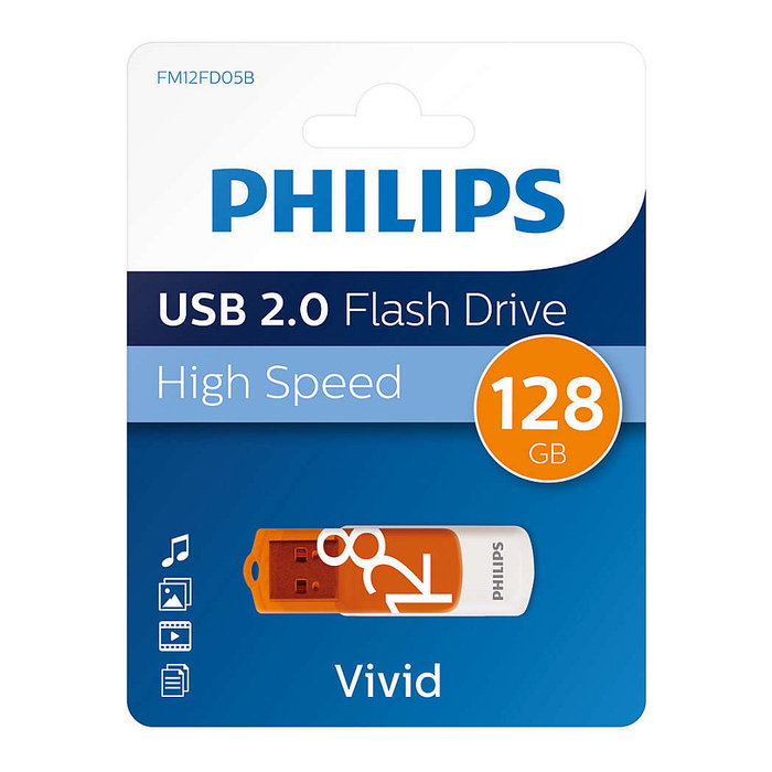 Philips FM12FD05B USB 2.0 128 GB Flash Drive Giratorio Orange Vivid Edition Sunrise Orange