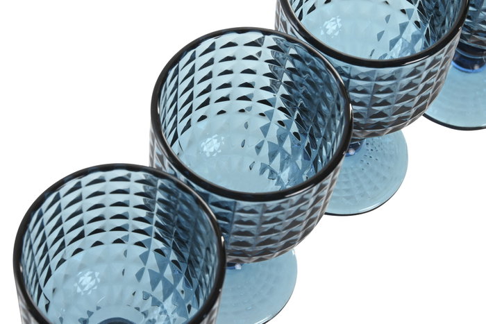 DKD Home Decor Set de 6 Copas de Cristal Azul Diamond Garbo 24 de 260ml